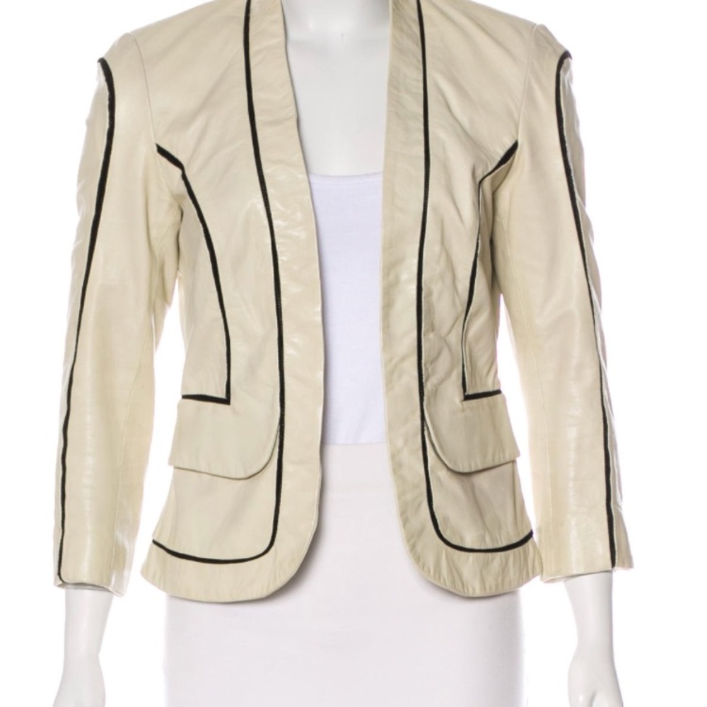 Diane Von Furstenberg Knit- Accent Leather Jacket